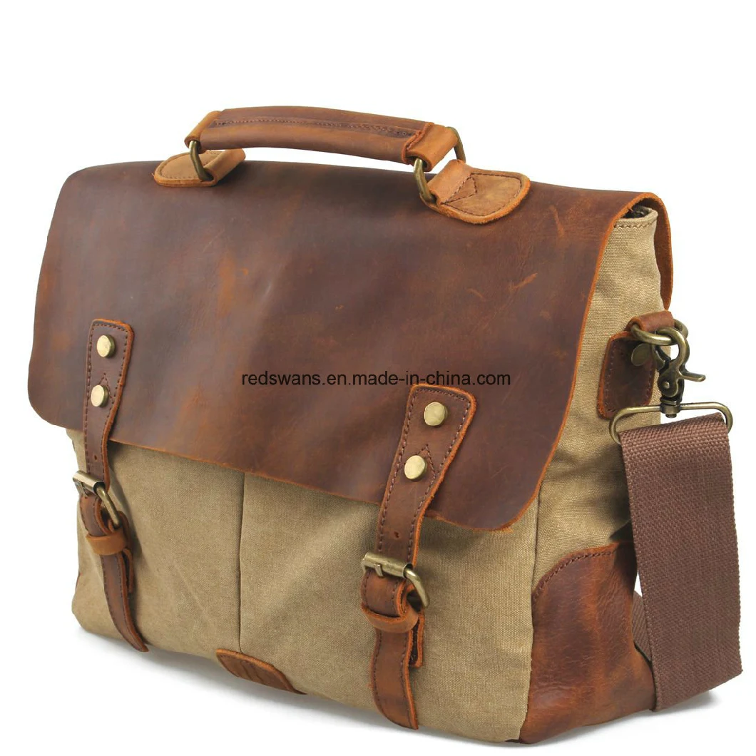 Redswan Real Leather Washed Canvas Crossbody Man Messenger Bag (RS-6807)